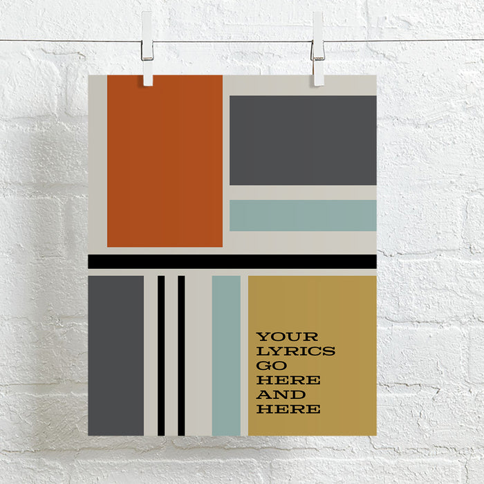 Custom Mid-Century Modern Colorblock Song Lyric Personalized Art Print