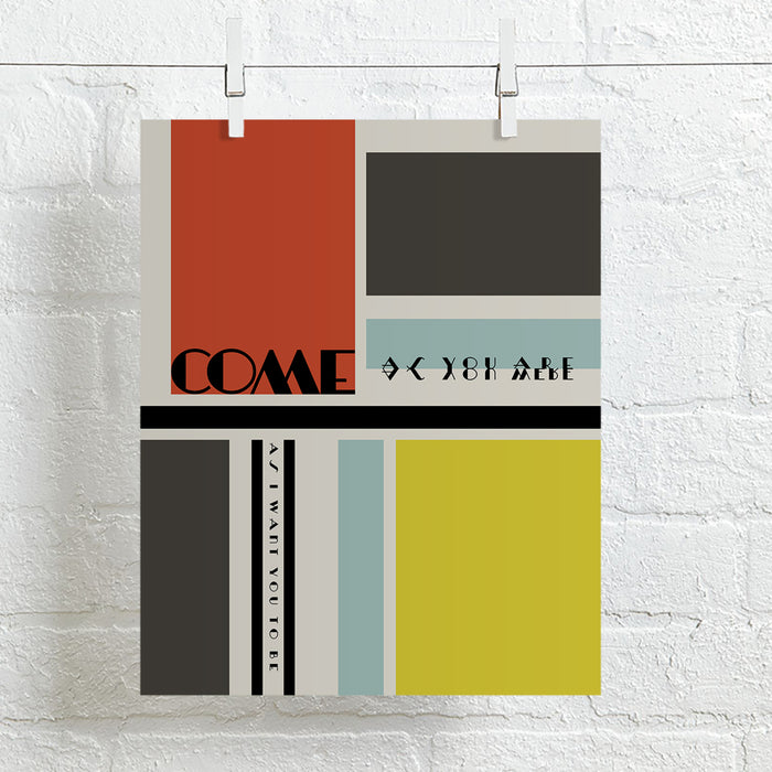 Come As You Are | Nirvana - mid century modern song lyric wall art music poster or canvas wrap