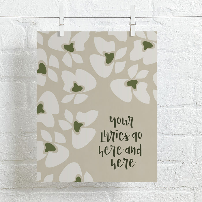 Personalized Floral Song Lyric Custom Art Print