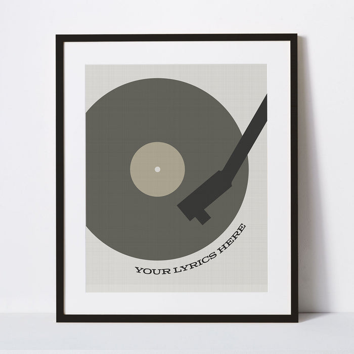 Personalized Record Player Song Lyric Art Music Print or Canvas Wrap