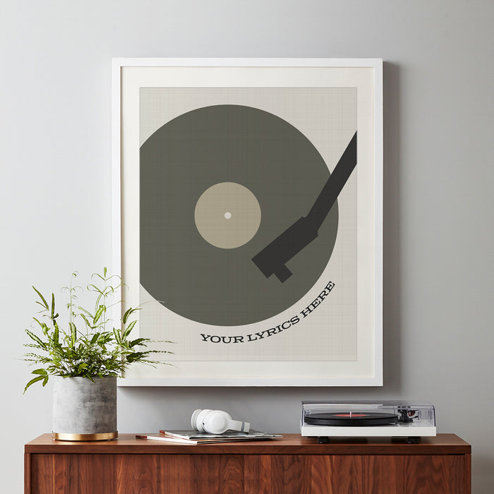 Personalized Record Player Song Lyric Art Music Print or Canvas Wrap