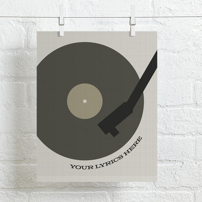 Personalized Record Player Song Lyric Art Music Print or Canvas Wrap