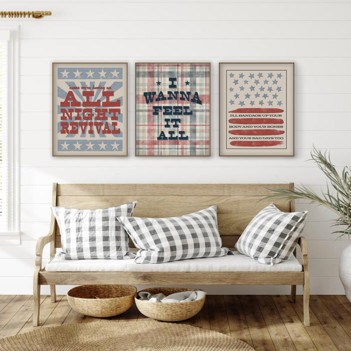 Tourniquet | Zach Bryan - vintage stars and stripes song lyric wall art