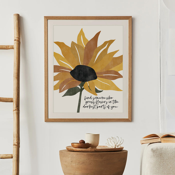 modern boho sunflower art