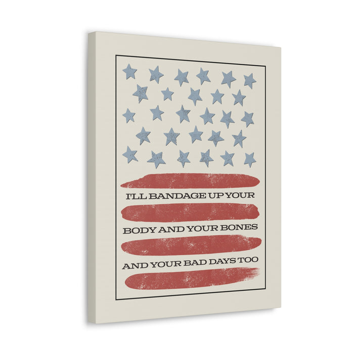 Tourniquet | Zach Bryan - vintage stars and stripes song lyric wall art