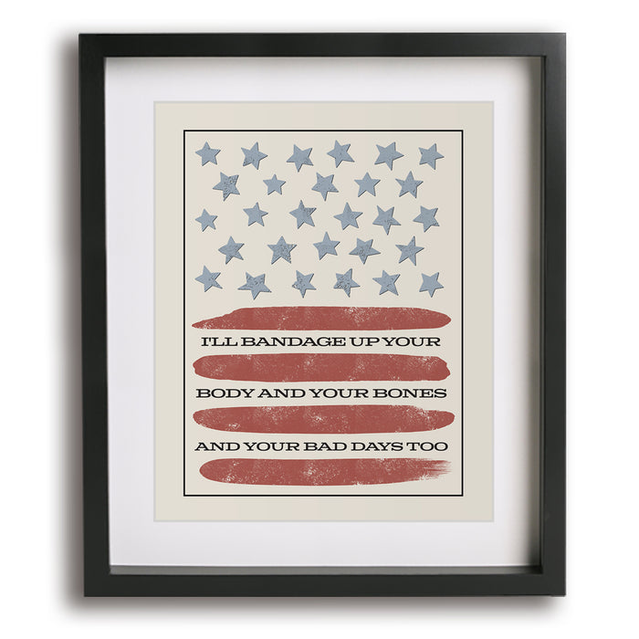 Tourniquet | Zach Bryan - vintage stars and stripes song lyric wall art