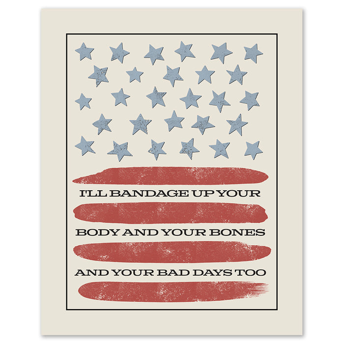 Tourniquet | Zach Bryan - vintage stars and stripes song lyric wall art