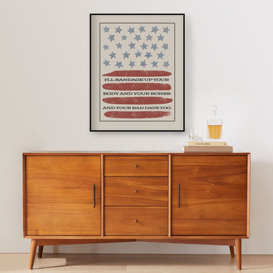 Tourniquet | Zach Bryan - vintage stars and stripes song lyric wall art